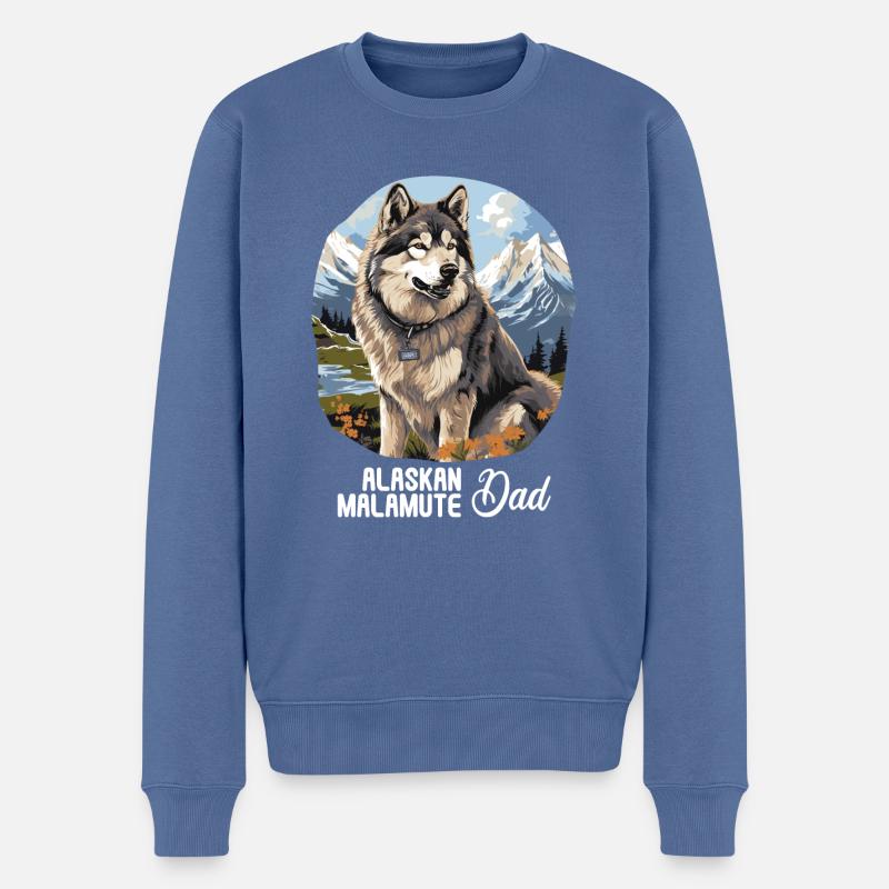 Chien Malamute d’Alaska - Pull Premium bio Homme - bleu pigeon