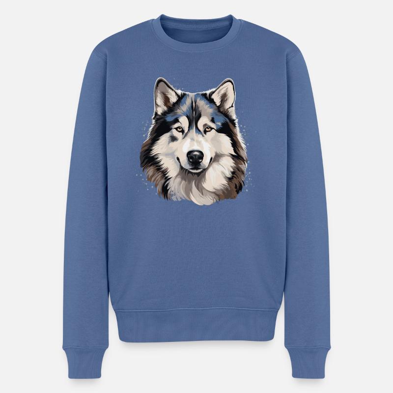 Hund Alaskan Malamute - Männer Premium Bio Pullover - Taubenblau
