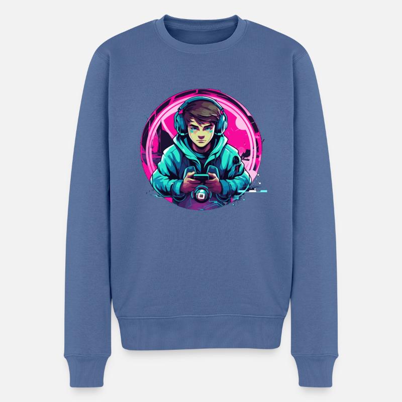 Gaming ist mein Leben - Männer Premium Bio Pullover - Taubenblau