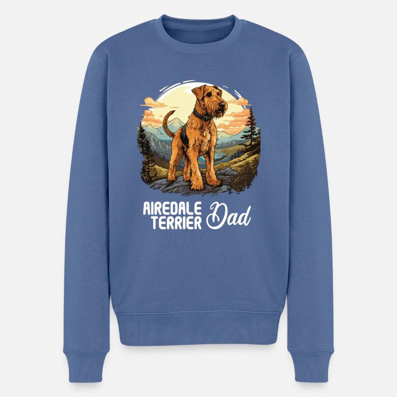 Hund Airedale Terrier - Männer Premium Bio Pullover - Taubenblau