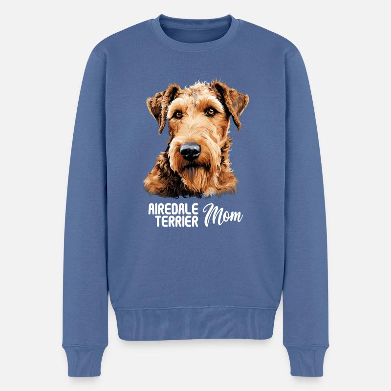 Hund Airedale Terrier - Männer Premium Bio Pullover - Taubenblau