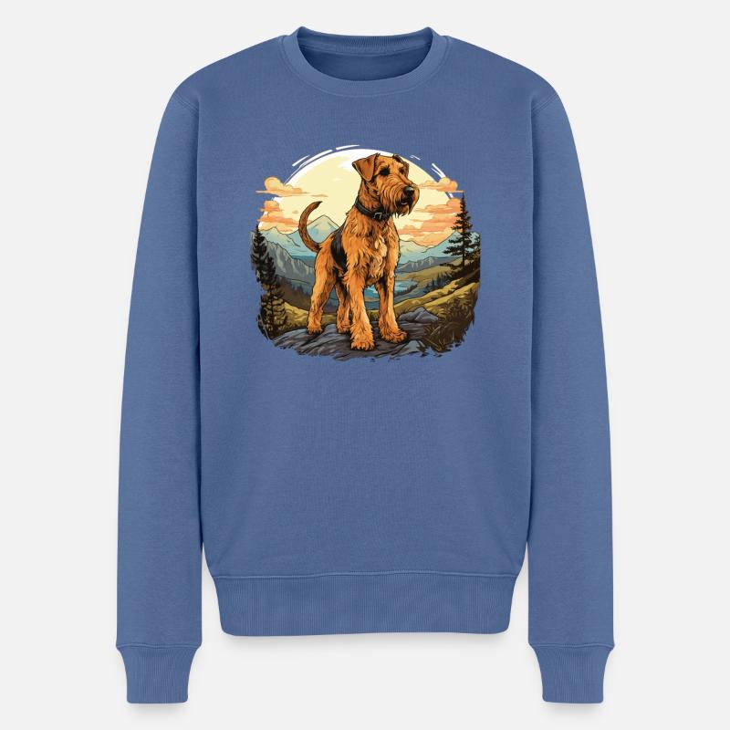 Hund Airedale Terrier - Männer Premium Bio Pullover - Taubenblau
