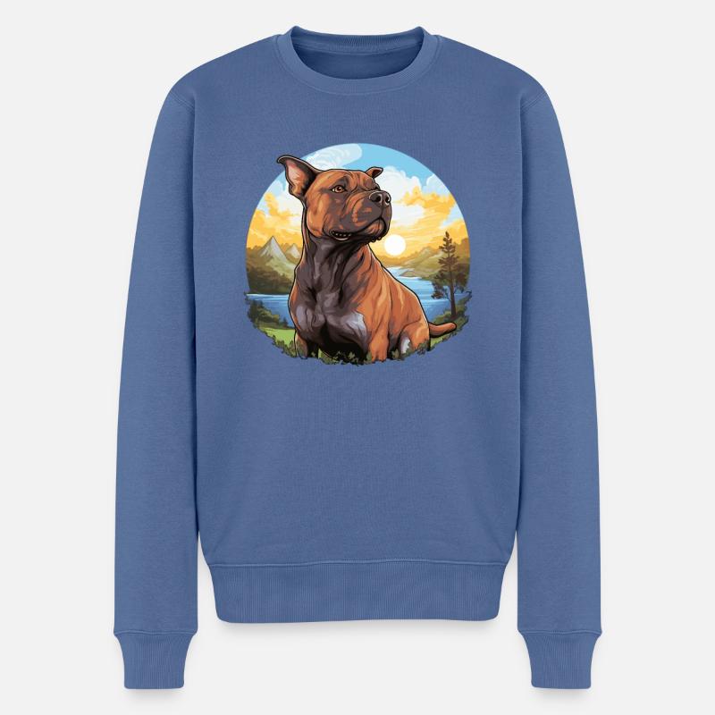 Hund American Pitbull - Männer Premium Bio Pullover - Taubenblau