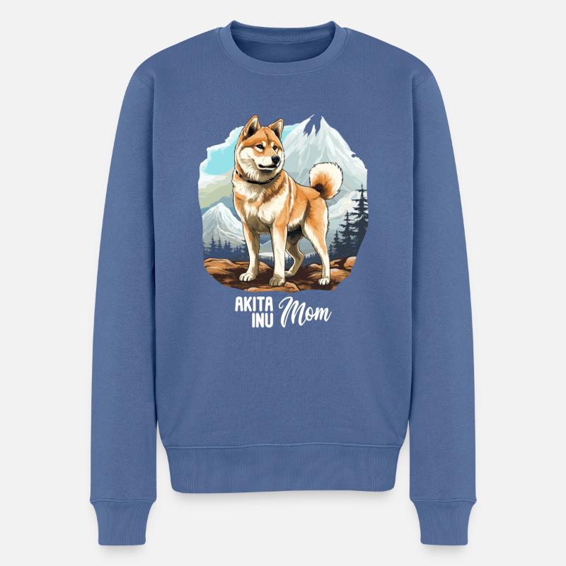 Hund Akita Inu - Männer Premium Bio Pullover - Taubenblau