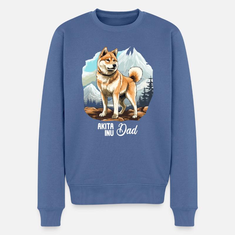 Hund Akita Inu - Männer Premium Bio Pullover - Taubenblau