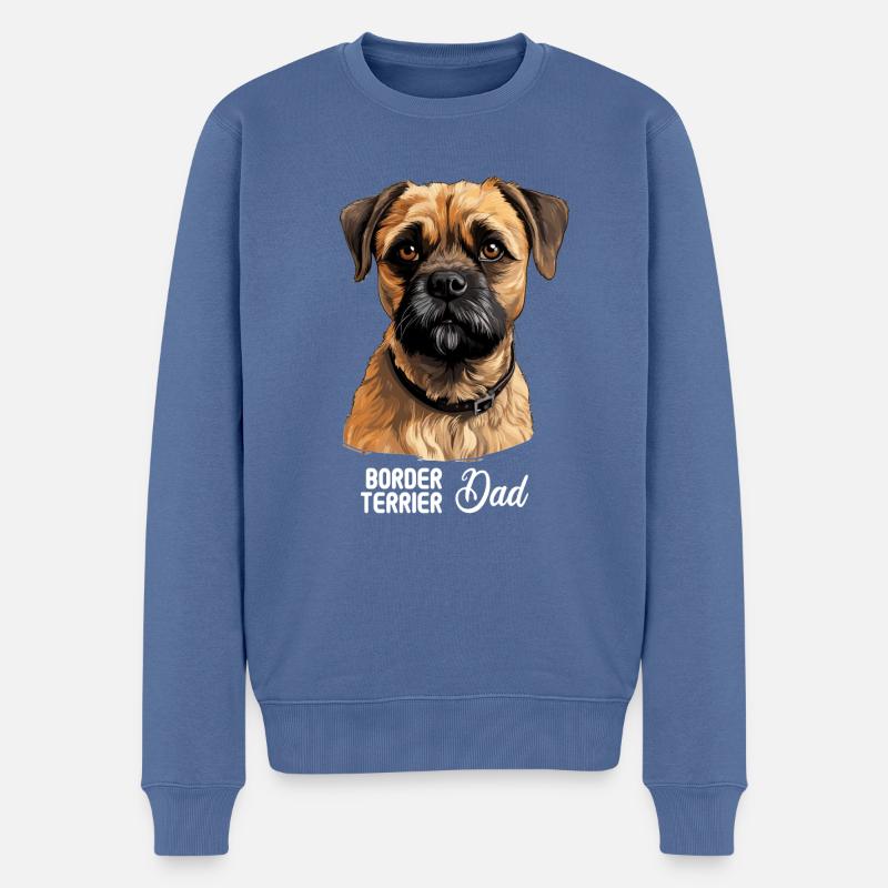 Hund Border Terrier - Männer Premium Bio Pullover - Taubenblau