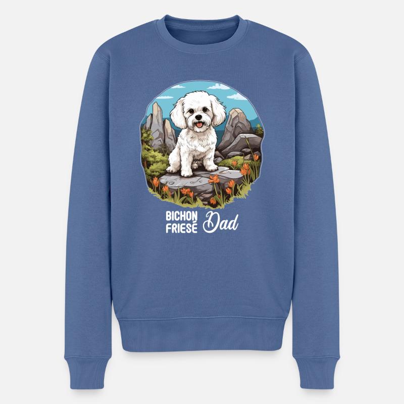 Hund Bichon Friesé - Männer Premium Bio Pullover - Taubenblau