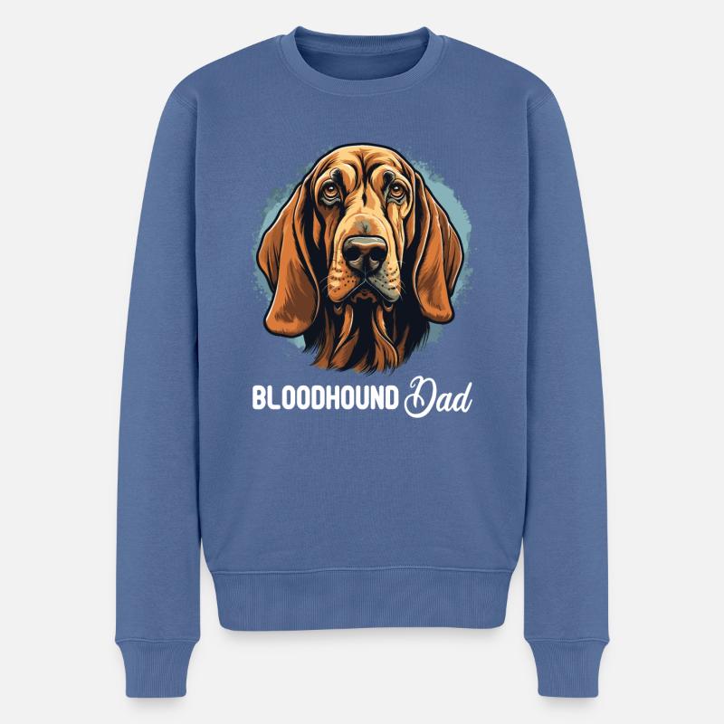 Chien Bloodhound - Pull Premium bio Homme - bleu pigeon