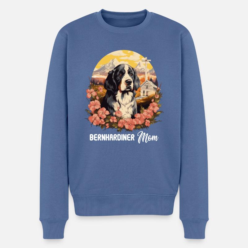 Hund Bernhardiner - Männer Premium Bio Pullover - Taubenblau