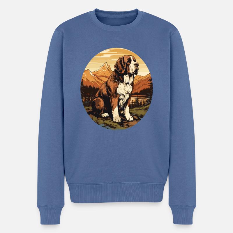 Hund Bernhardiner - Männer Premium Bio Pullover - Taubenblau