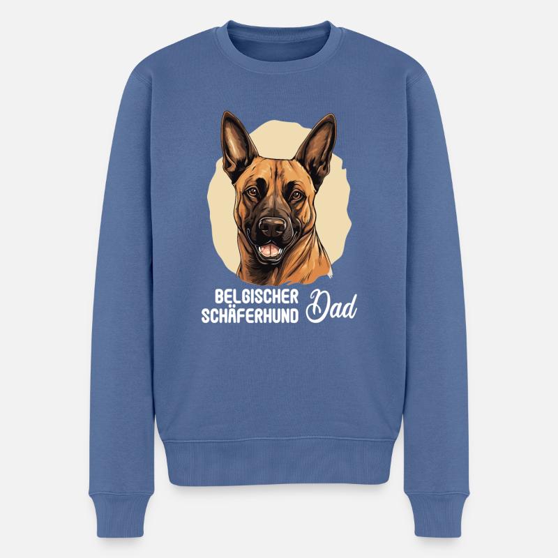Hund Belgischer Schäferhund - Männer Premium Bio Pullover - Taubenblau