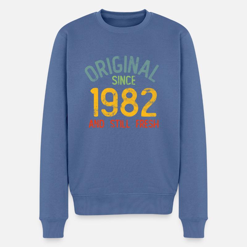 Vintage 1982 - Männer Premium Bio Pullover - Taubenblau