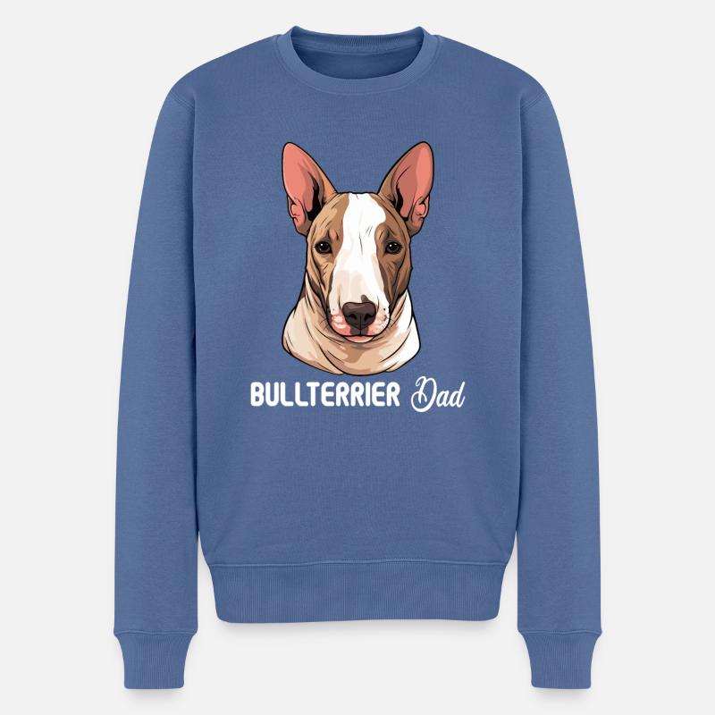 Chien Bull Terrier - Pull Premium bio Homme - bleu pigeon