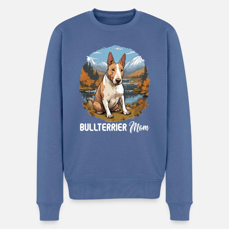 Chien Bull Terrier - Pull Premium bio Homme - bleu pigeon