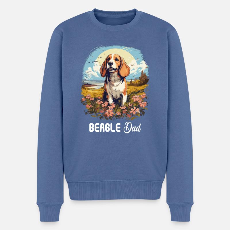Chien Beagle - Pull Premium bio Homme - bleu pigeon