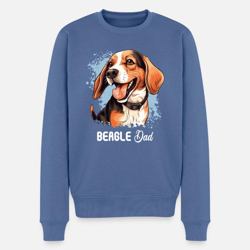 Chien Beagle - Pull Premium bio Homme - bleu pigeon