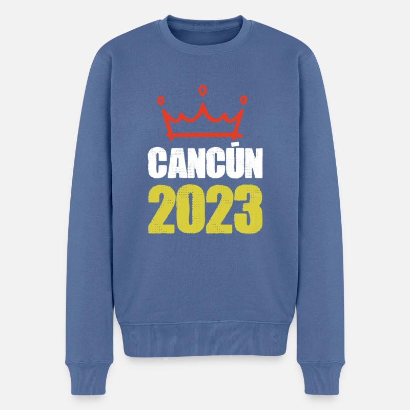Cancún 2023 - Pull Premium bio Homme - bleu pigeon