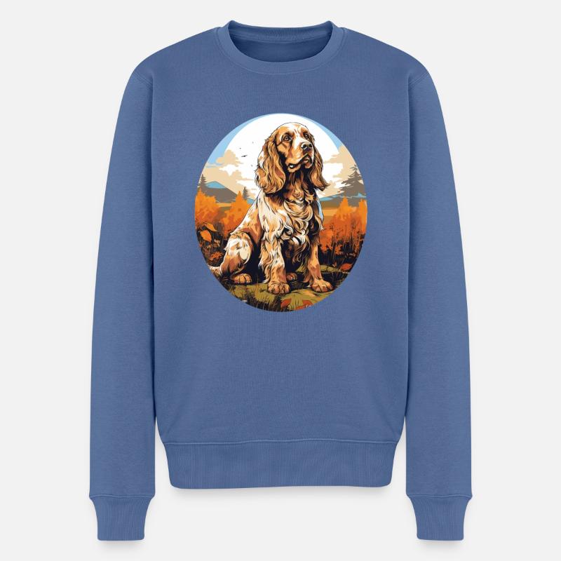 Hund Cocker Spaniel - Männer Premium Bio Pullover - Taubenblau