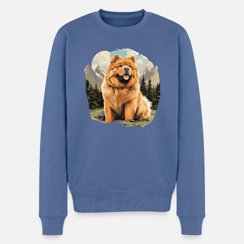 Dog Chow Chow - Men's Premium Organic Jumper - stone blue