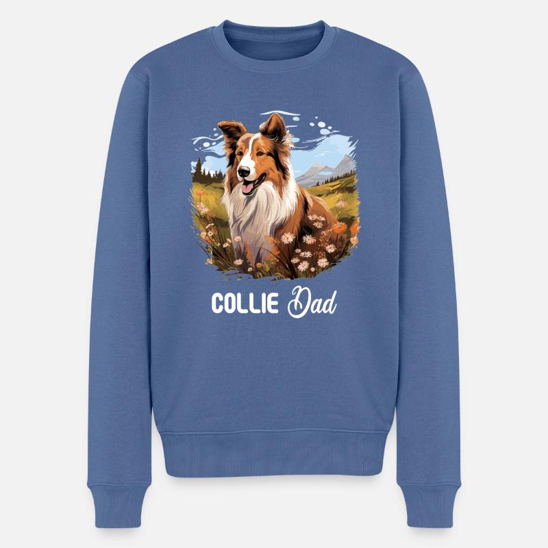 Hund Collie - Männer Premium Bio Pullover - Taubenblau