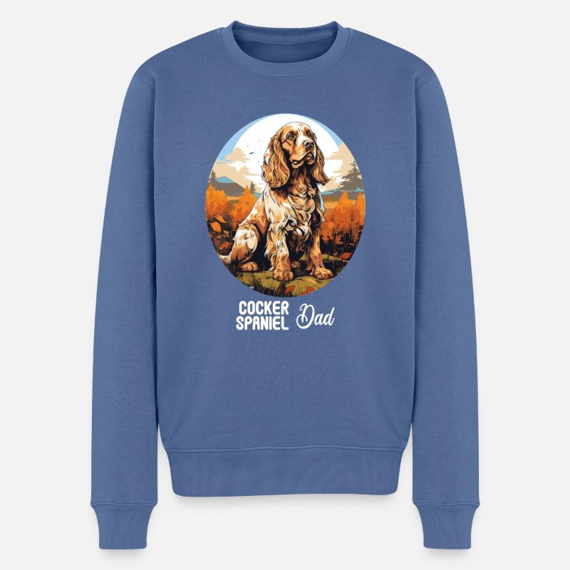 Hund Cocker Spaniel - Männer Premium Bio Pullover - Taubenblau