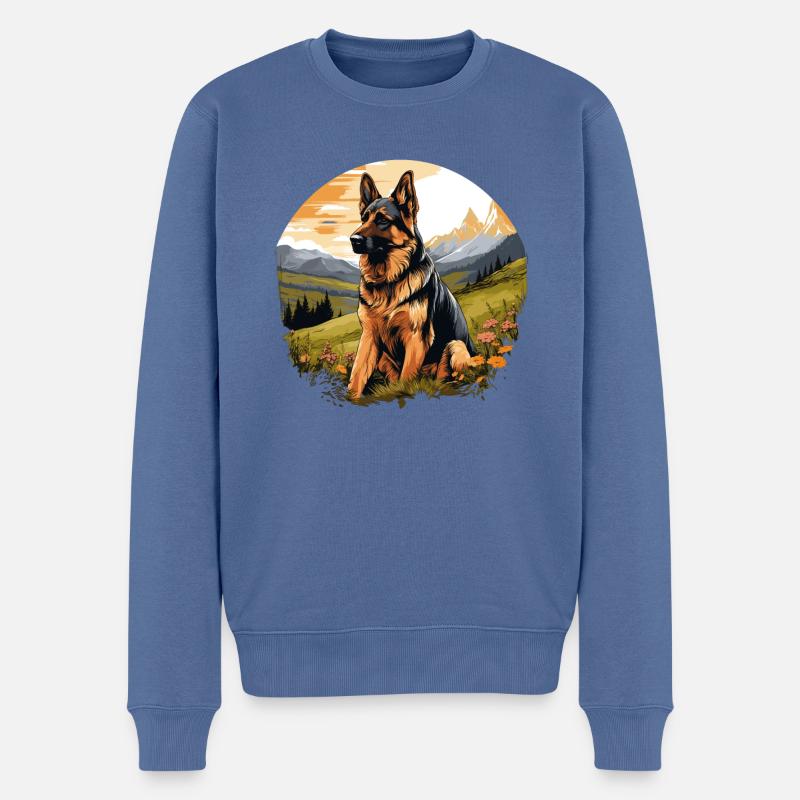 Hund Schäferhund - Männer Premium Bio Pullover - Taubenblau