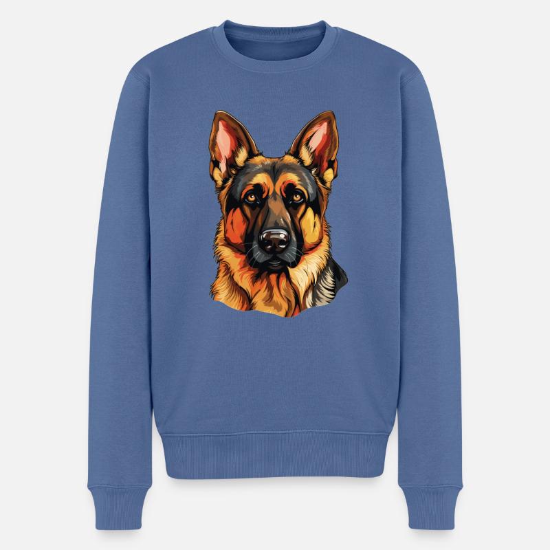 Hund Schäferhund - Männer Premium Bio Pullover - Taubenblau