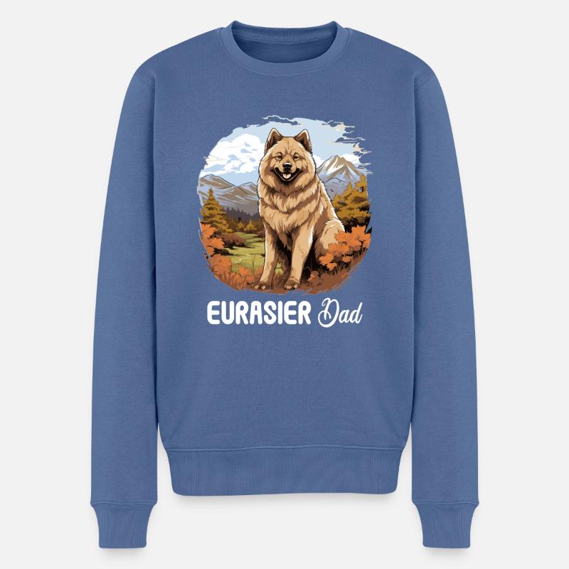 Chien Eurasier - Pull Premium bio Homme - bleu pigeon