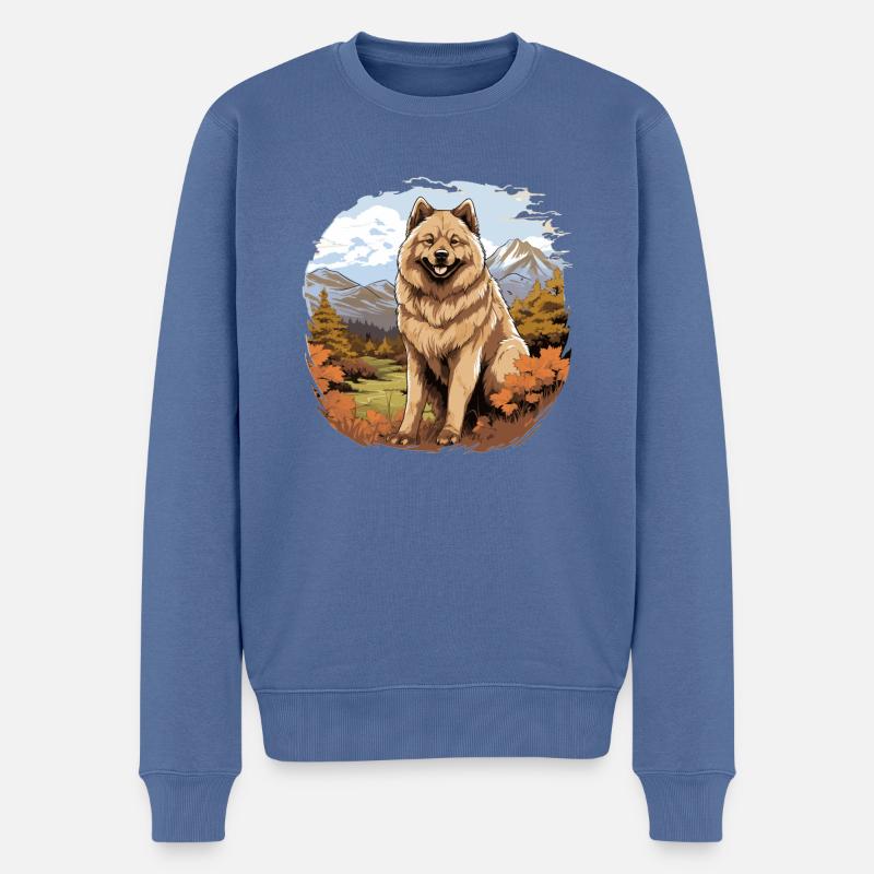Chien Eurasier - Pull Premium bio Homme - bleu pigeon