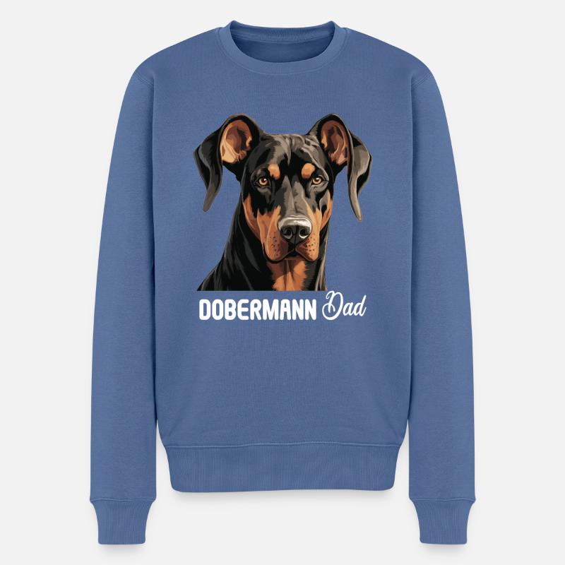 Chien Doberman - Pull Premium bio Homme - bleu pigeon