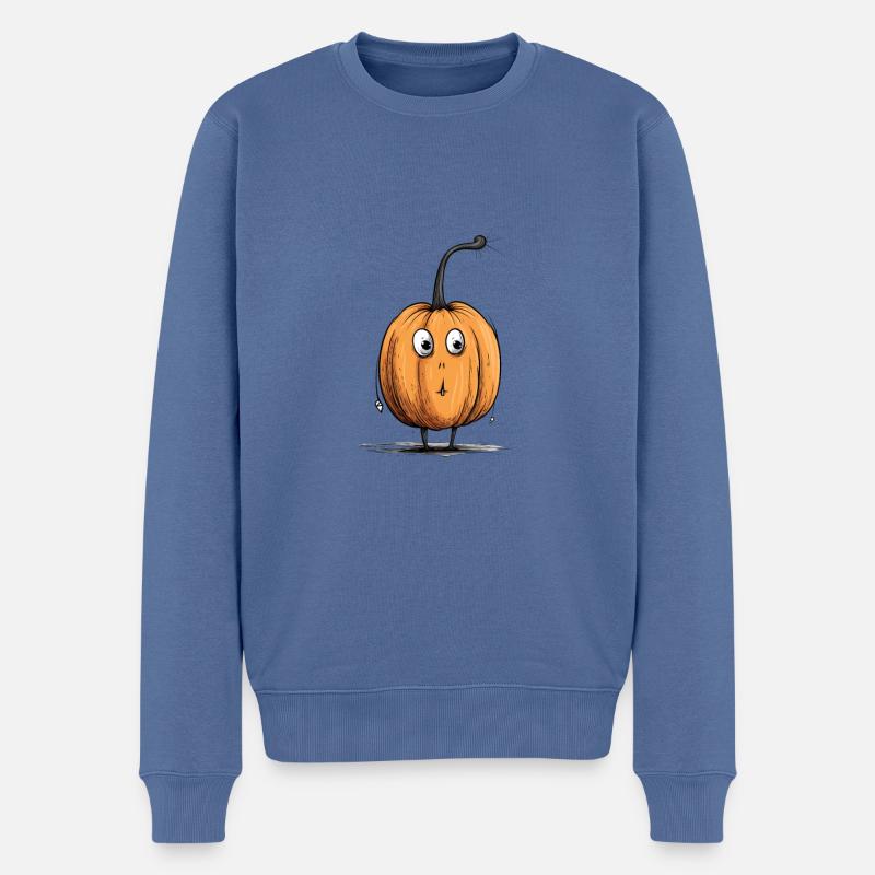 Lustiger Kürbis Halloween - Männer Premium Bio Pullover - Taubenblau