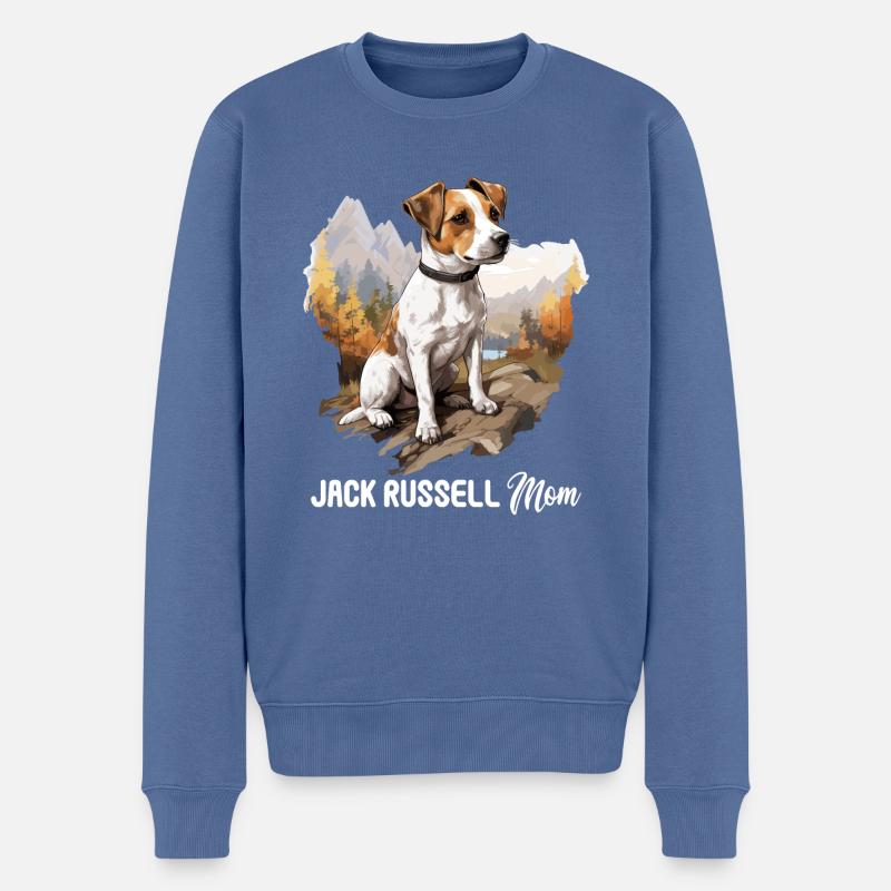 Chien Jack Russell - Pull Premium bio Homme - bleu pigeon