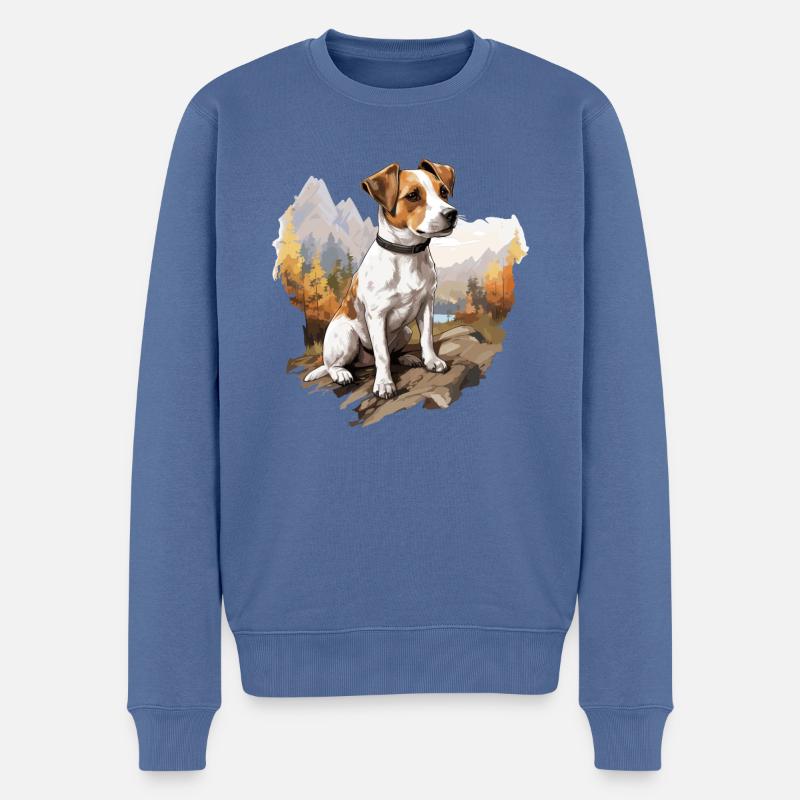 Hund Jack Russell - Männer Premium Bio Pullover - Taubenblau