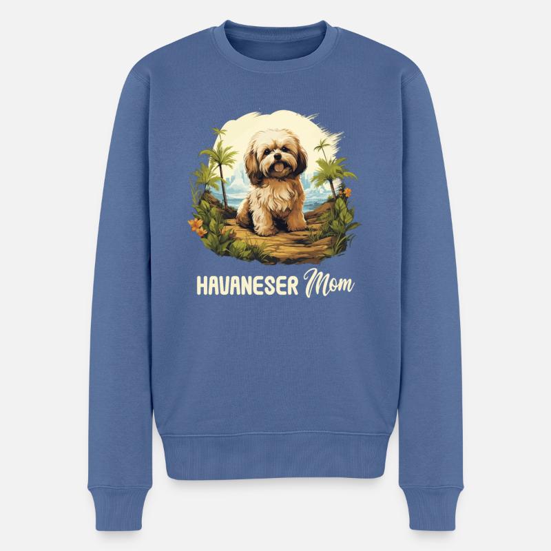 Hund Havaneser - Männer Premium Bio Pullover - Taubenblau