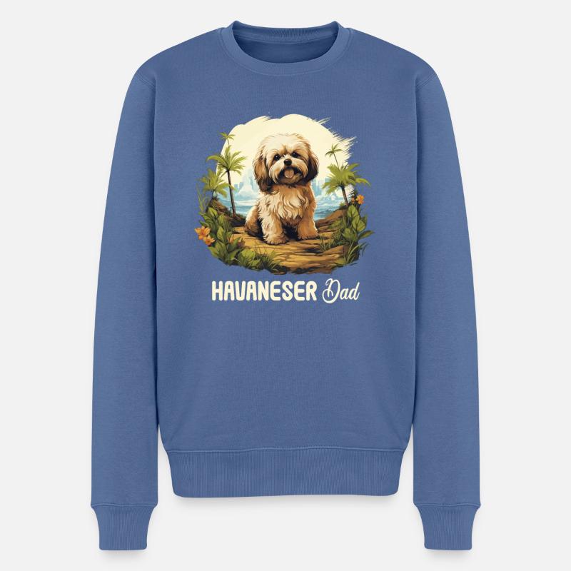 Hund Havaneser - Männer Premium Bio Pullover - Taubenblau