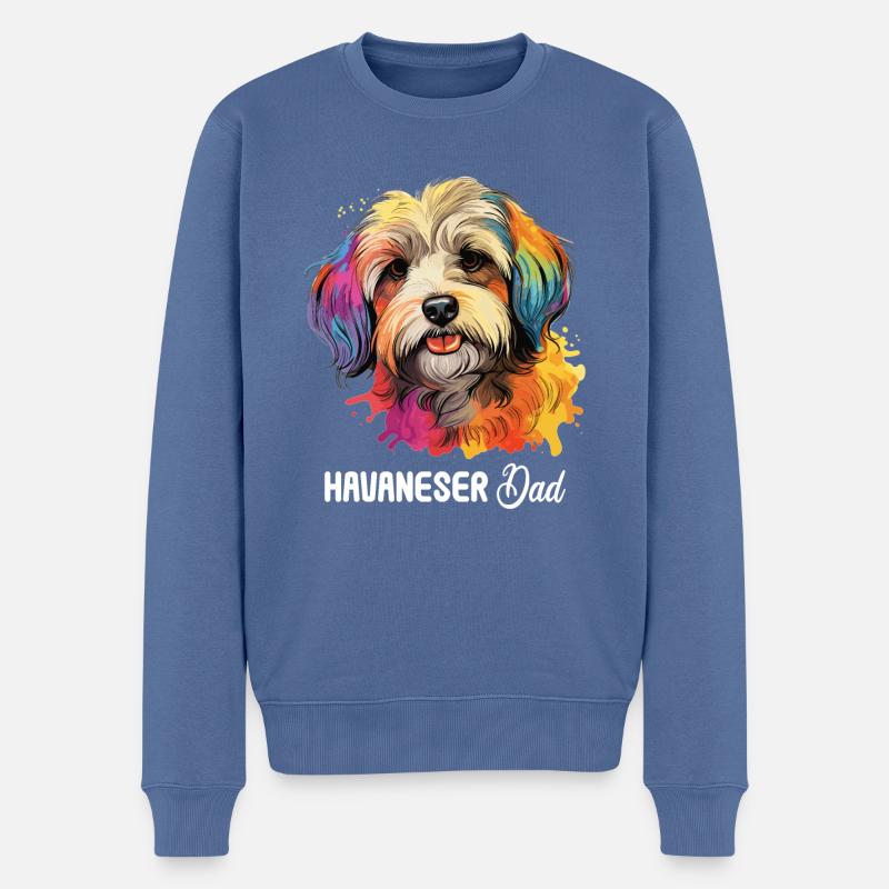 Hund Havaneser - Männer Premium Bio Pullover - Taubenblau