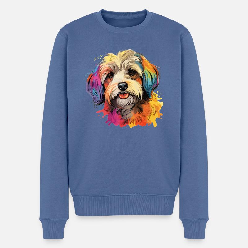 Hund Havaneser - Männer Premium Bio Pullover - Taubenblau