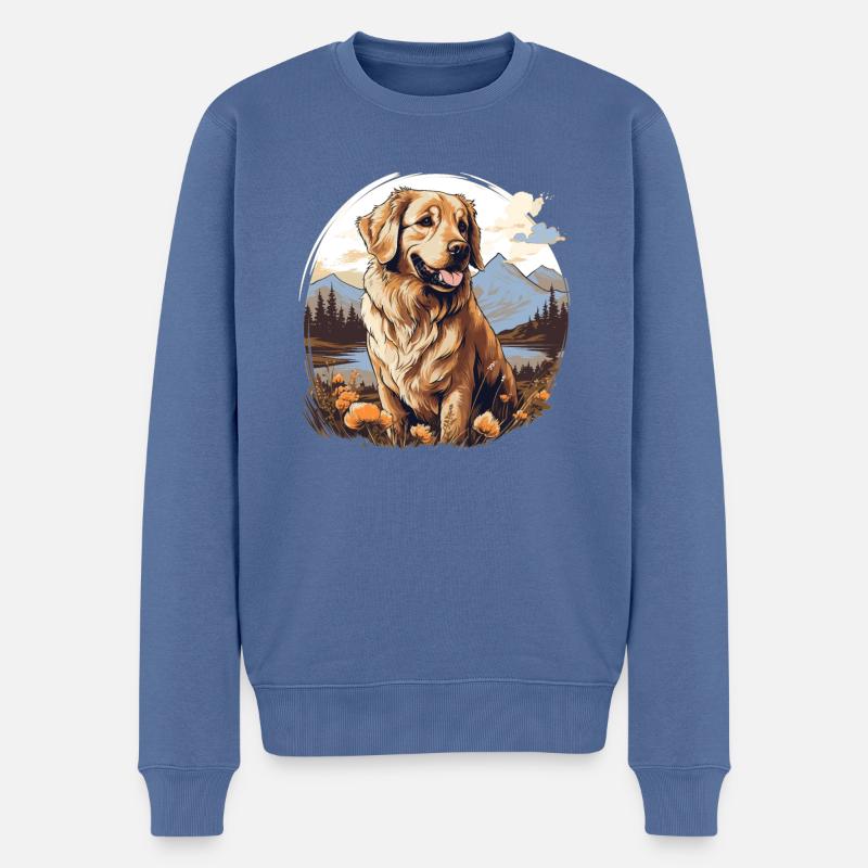 Hund Golden Retriever - Männer Premium Bio Pullover - Taubenblau