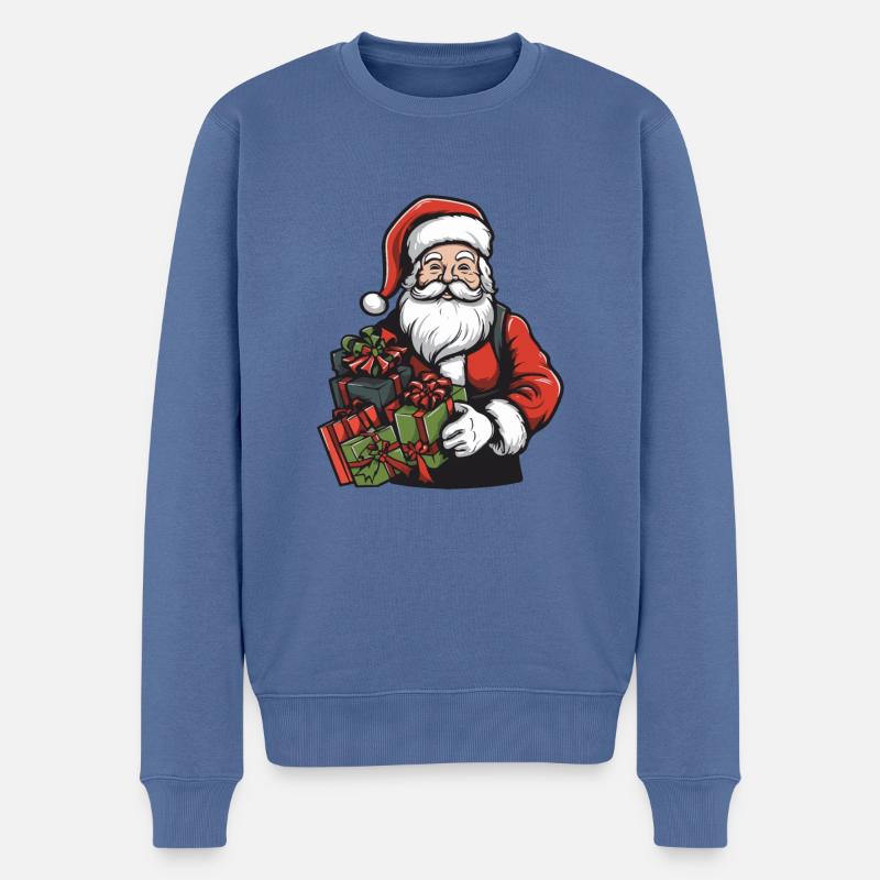 Weihnachtsmann Geschenke - Männer Premium Bio Pullover - Taubenblau