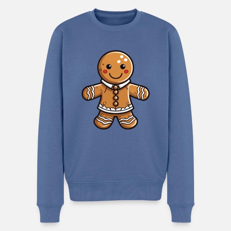 Lebkuchenmann Keks Weihnachten Backen - Männer Premium Bio Pullover - Taubenblau