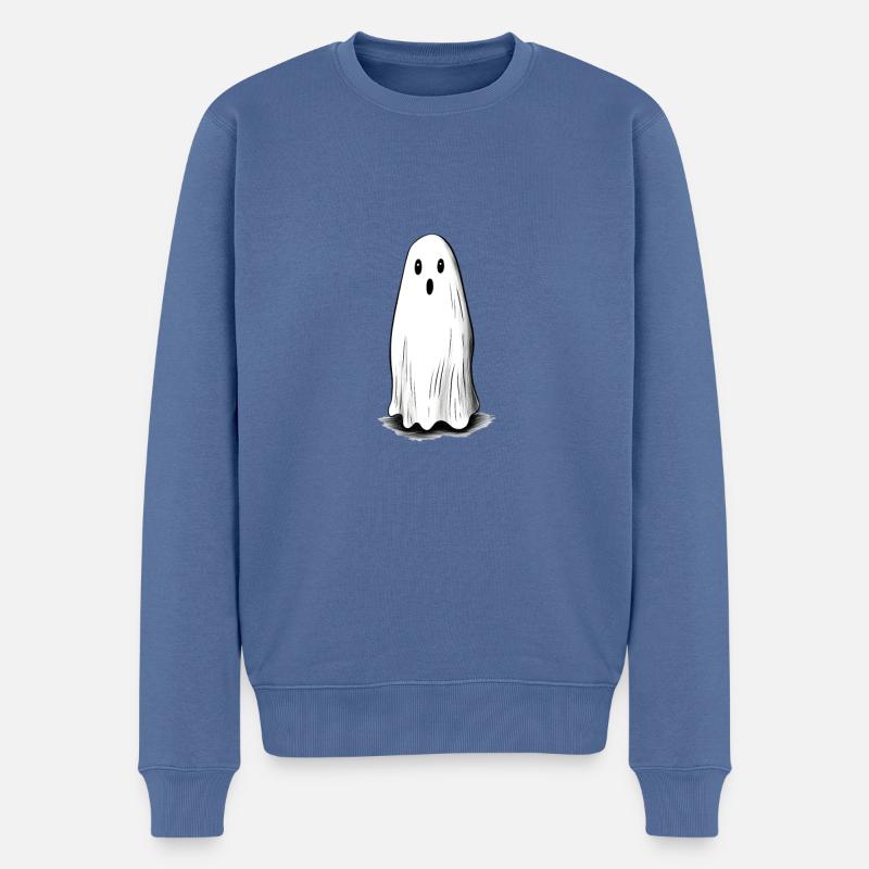 Ghost Halloween - Männer Premium Bio Pullover - Taubenblau