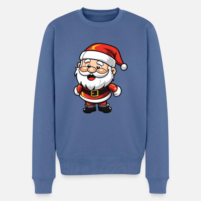 Weihnachtsmann Comic - Männer Premium Bio Pullover - Taubenblau
