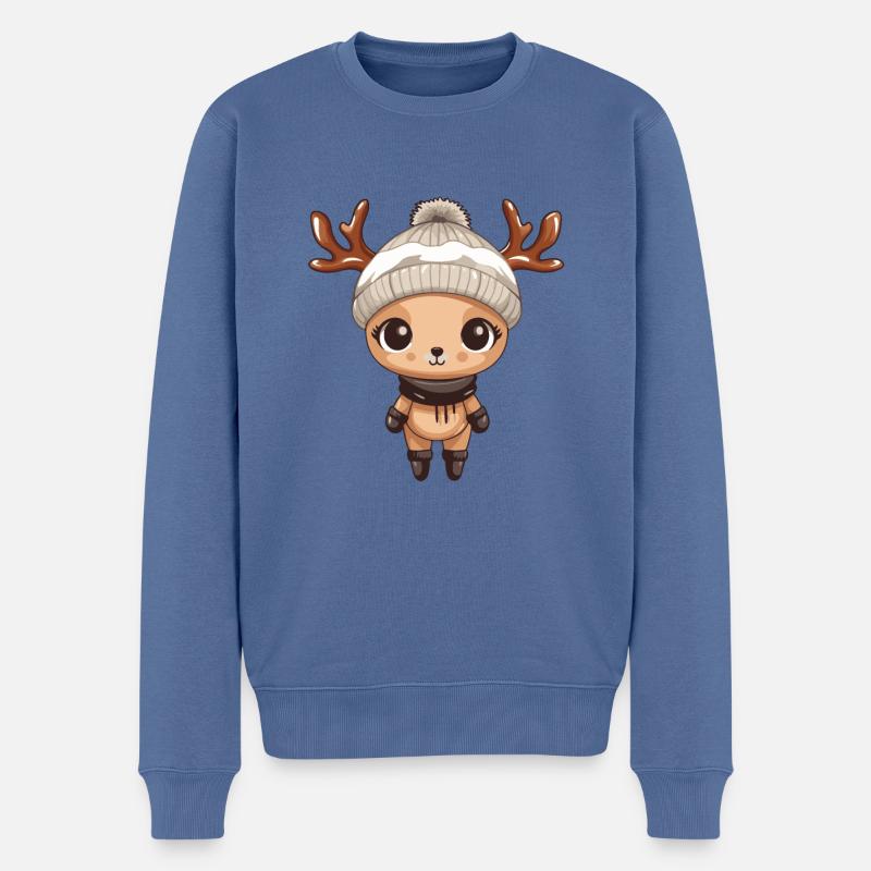 Bande dessinée d’hiver de cerf - Pull Premium bio Homme - bleu pigeon