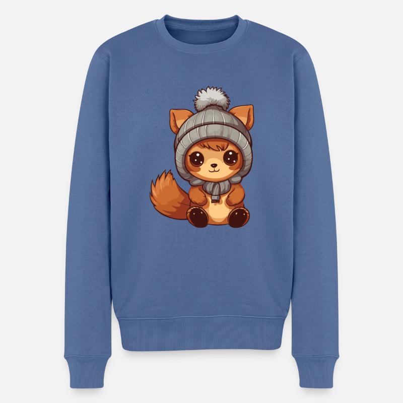 Eichhörnchen Winter Comic Niedlich - Männer Premium Bio Pullover - Taubenblau