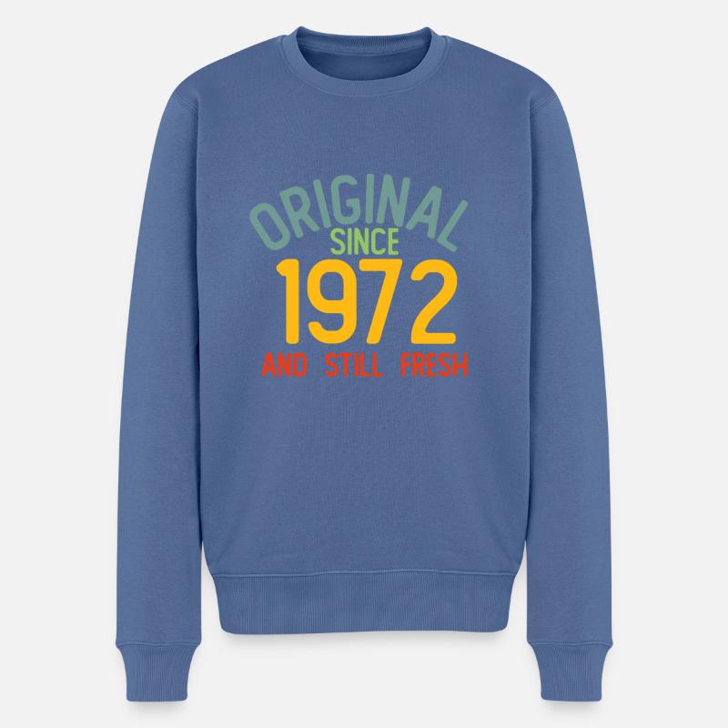 Millésime 1972 - Pull Premium bio Homme - bleu pigeon