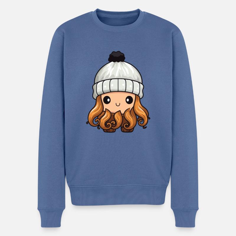 Oktopus Winter Krake Comic - Männer Premium Bio Pullover - Taubenblau