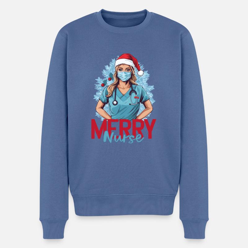 Infirmière de joyeux Noël - Pull Premium bio Homme - bleu pigeon