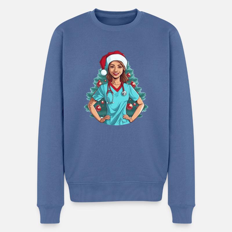 Infirmière Joyeux Noël - Pull Premium bio Homme - bleu pigeon