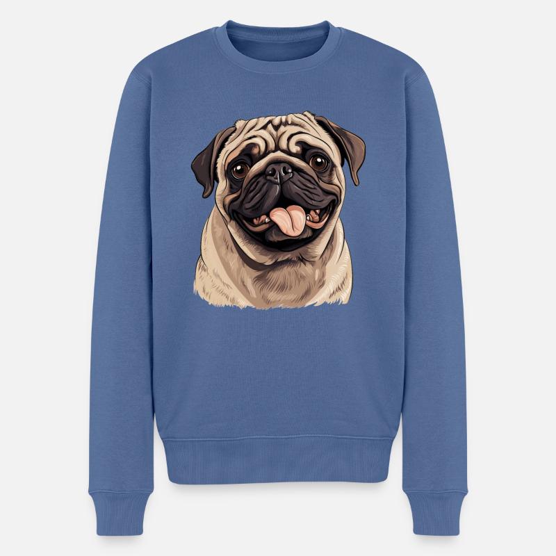 Mops - Männer Premium Bio Pullover - Taubenblau