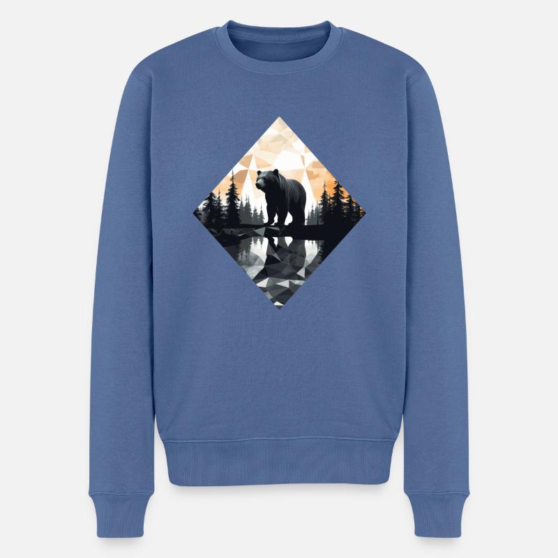 Ours abstrait dans les montagnes - Pull Premium bio Homme - bleu pigeon